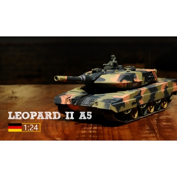 Ferngesteuerter Panzer ASG/IR/Sound 1:24 Deutscher Leopard II A5 RTR 2,4 GHz – Heng Long 3809